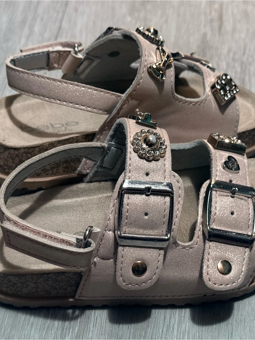 bebe Girls' Blush Pink Embellished Double-Strap Sandals